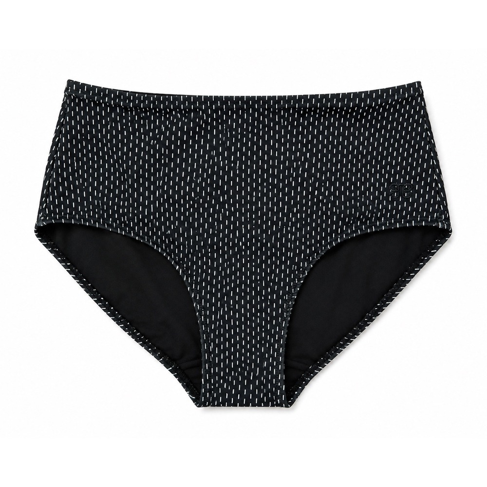 NWT Albion Fit High Waist Swim Bottoms XS Black White Dash Print Full Coverage